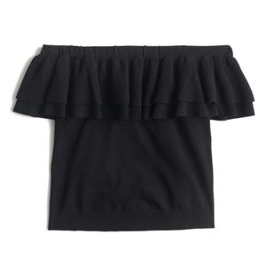 J Crew🍉 Black ruffle off the shoulder sweater